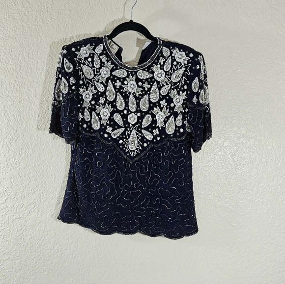 Laurence Kazar Tops - Laurence Kazar New York Sequined Blouse